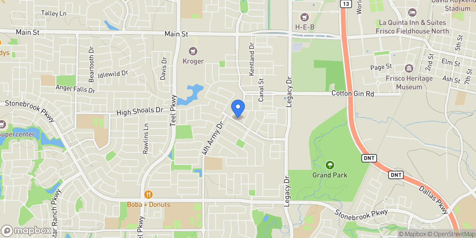 Map showing 3857 Mashpee Street, Frisco, Texas, United States.