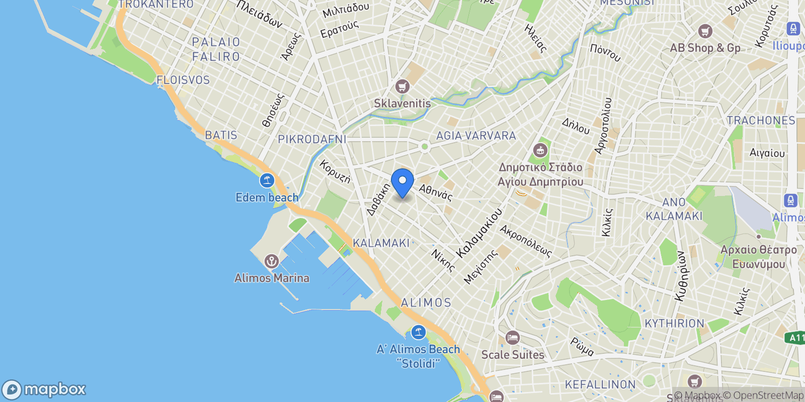 Map showing South Athens, Attica, Greece.