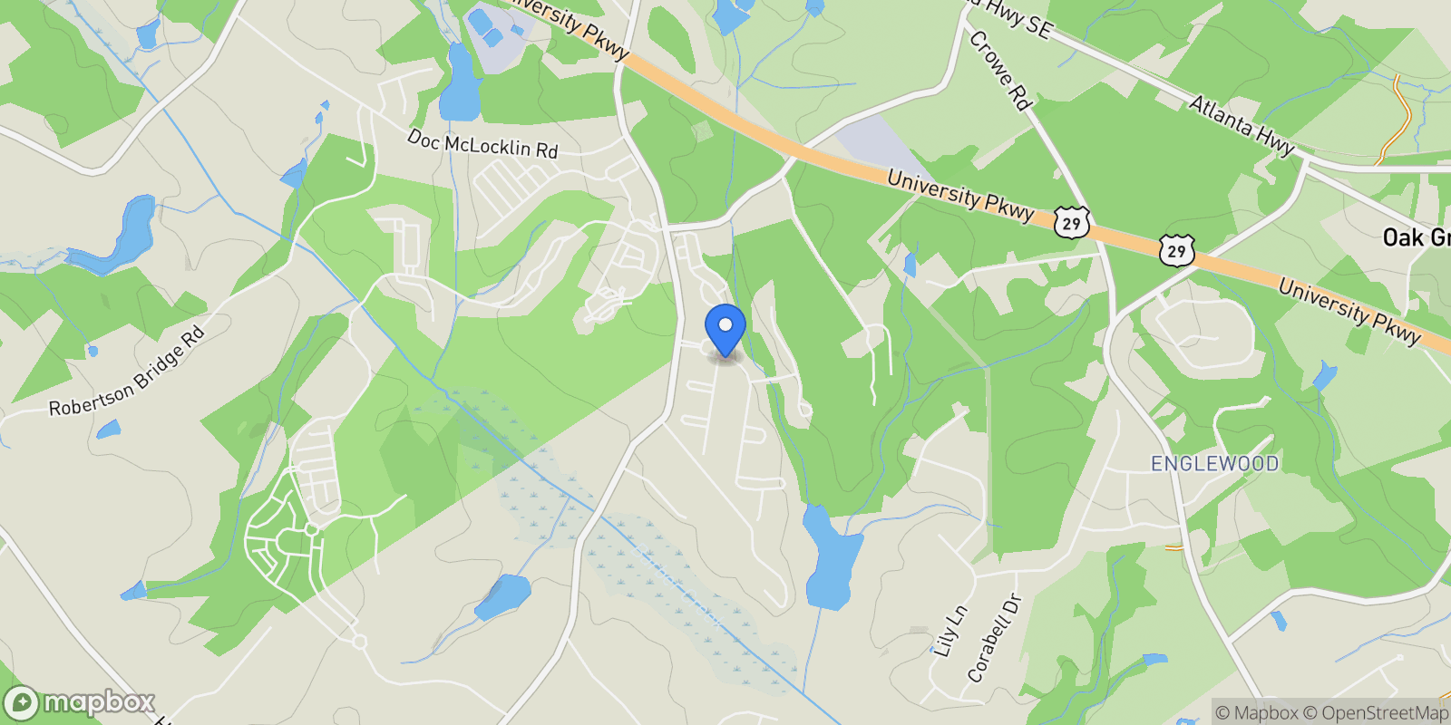 Map showing 1630 Oconee Springs Drive, Winder, Georgia, United States.