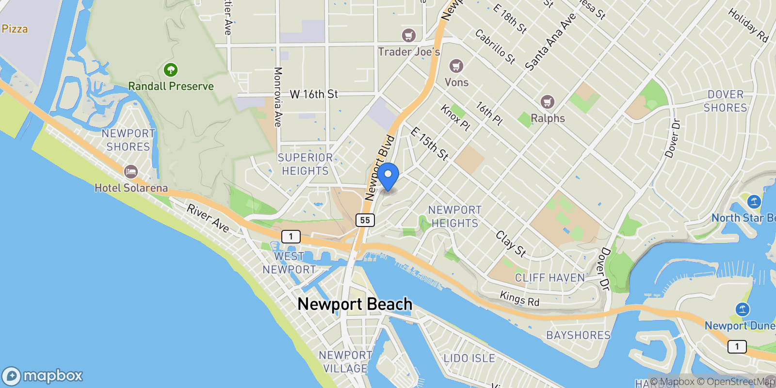 Map showing 337 Holmwood Drive, Newport Beach, California, United States.