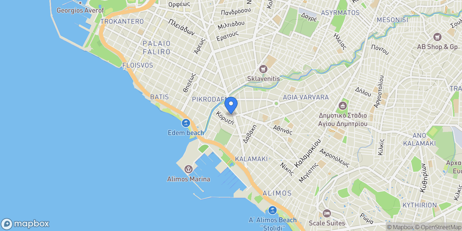 Map showing South Athens, Attica, Greece.