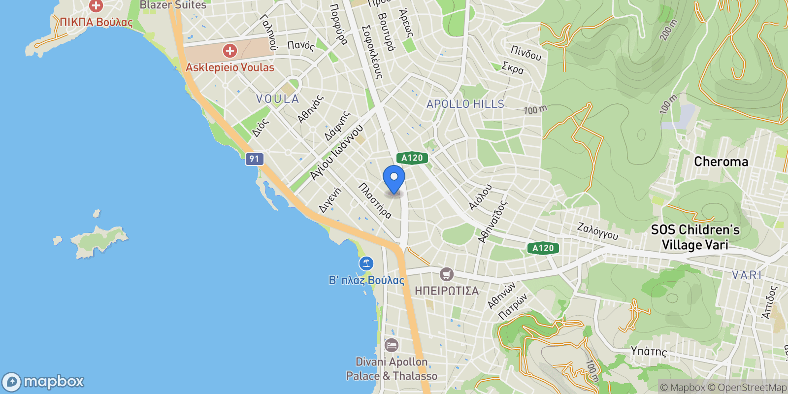 Map showing Voula, Attica, Greece.