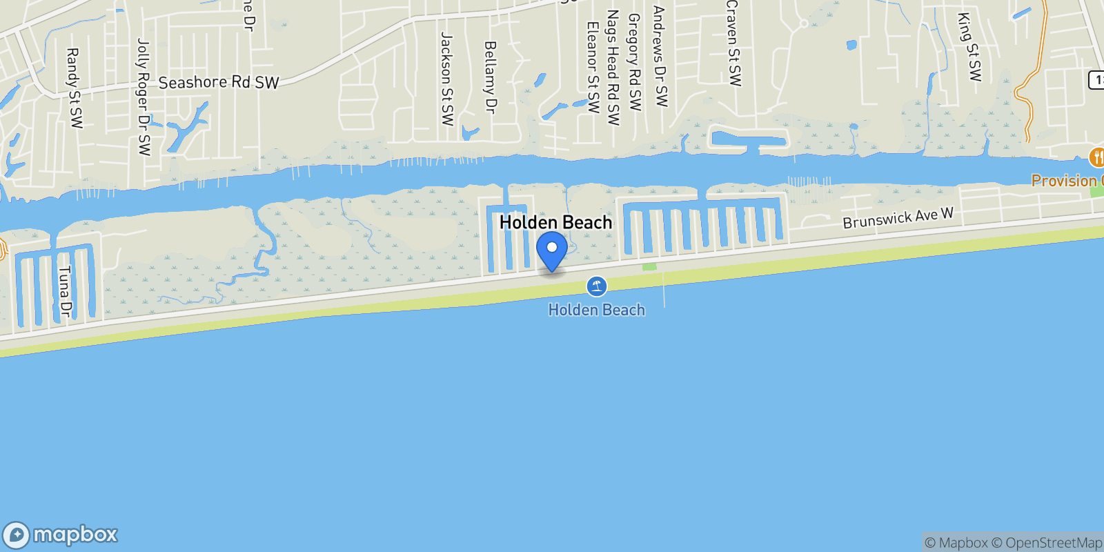 Map showing 533 Ocean Boulevard W, Holden Beach, NC, 28462, USA, 28462, North Carolina, United States.