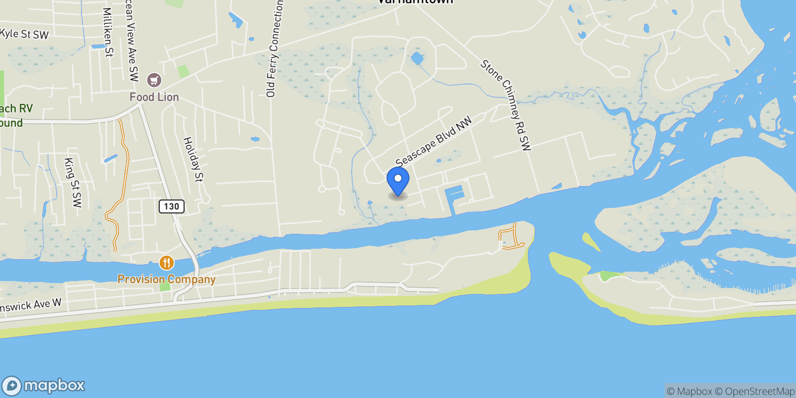 Map showing 745 Beaufain Street SW, Supply, NC, 28462, USA, Holden Beach, North Carolina, United States.
