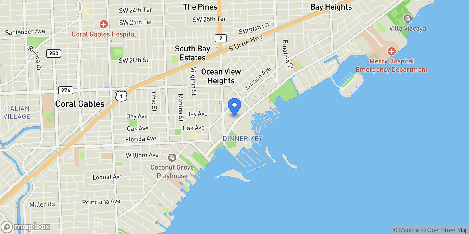 Map showing 2655 S Bayshore Dr 1412, Miami, Florida, United States.