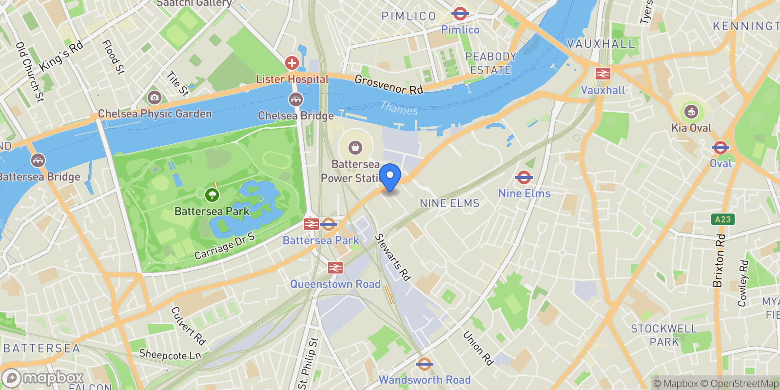 Map showing Glacier House, Nine Elms, London, England, United Kingdom.