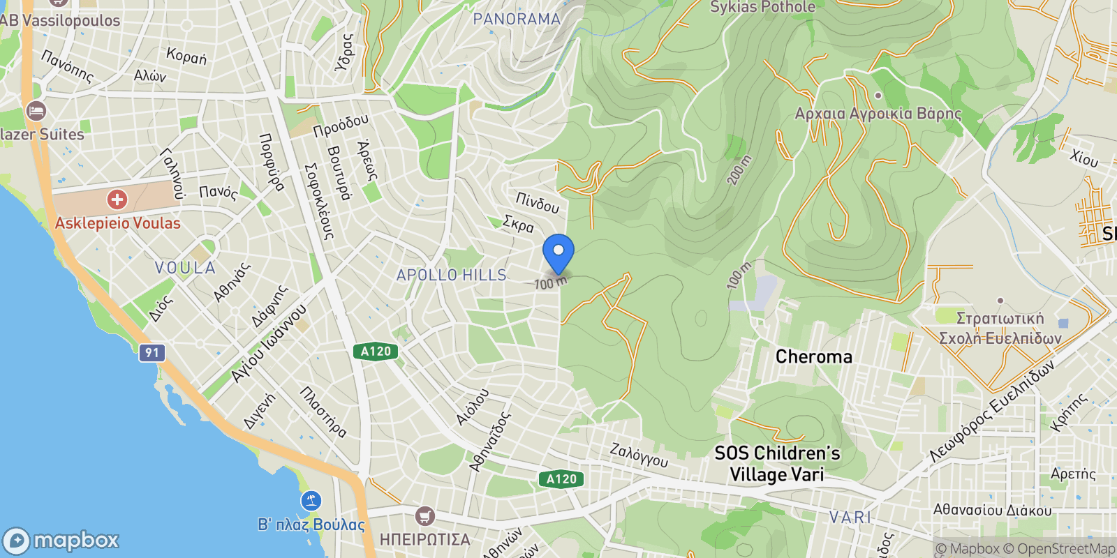 Map showing Voula, Attica, Greece.
