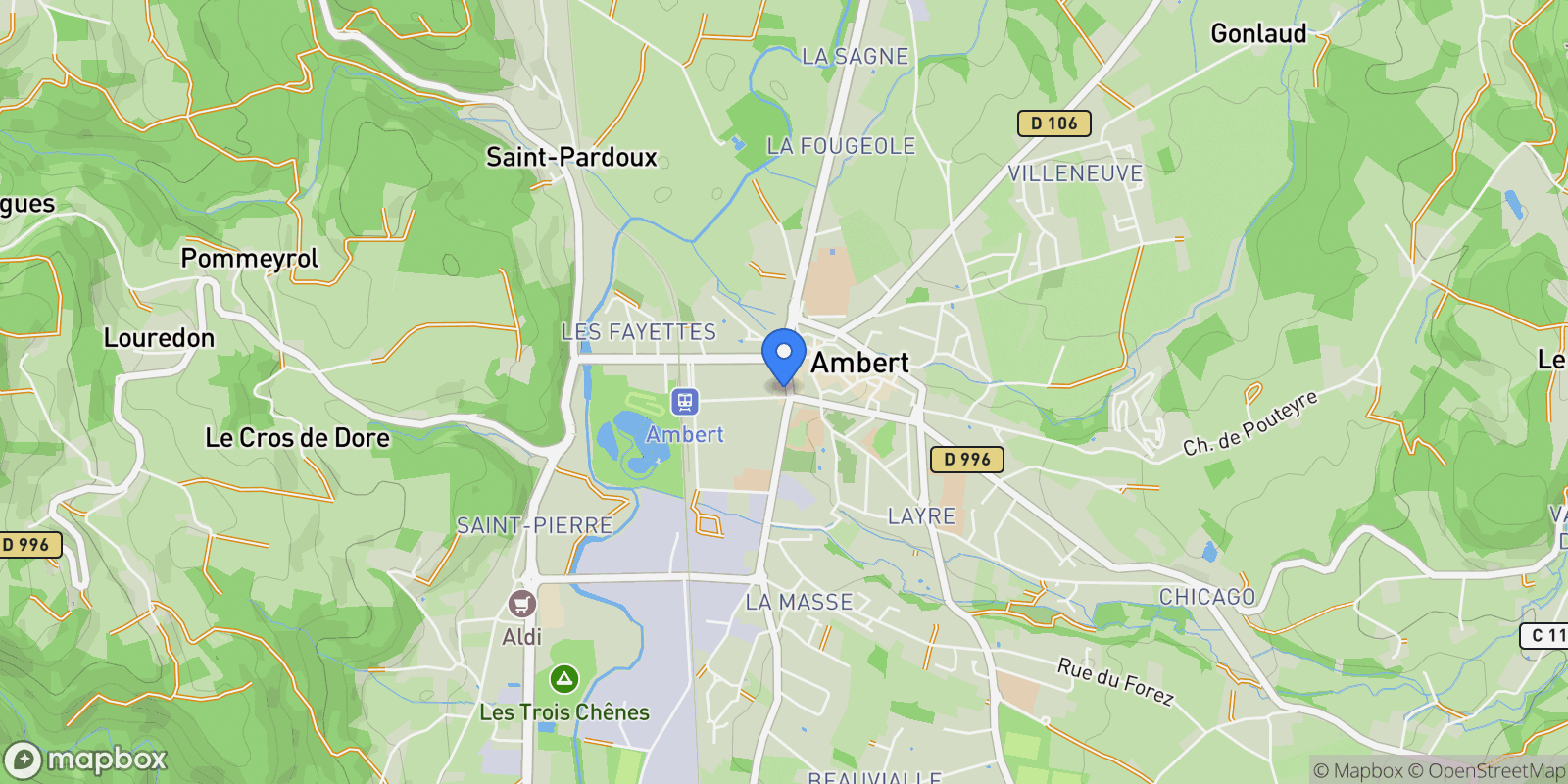 Map showing Ambert, Ambert, Ambert, Auvergne-Rhône-Alpes, France.