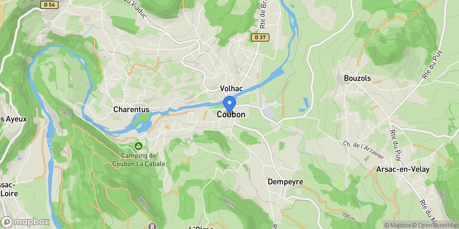 Map showing Coubon, Coubon, Coubon, Auvergne-Rhône-Alpes, France.