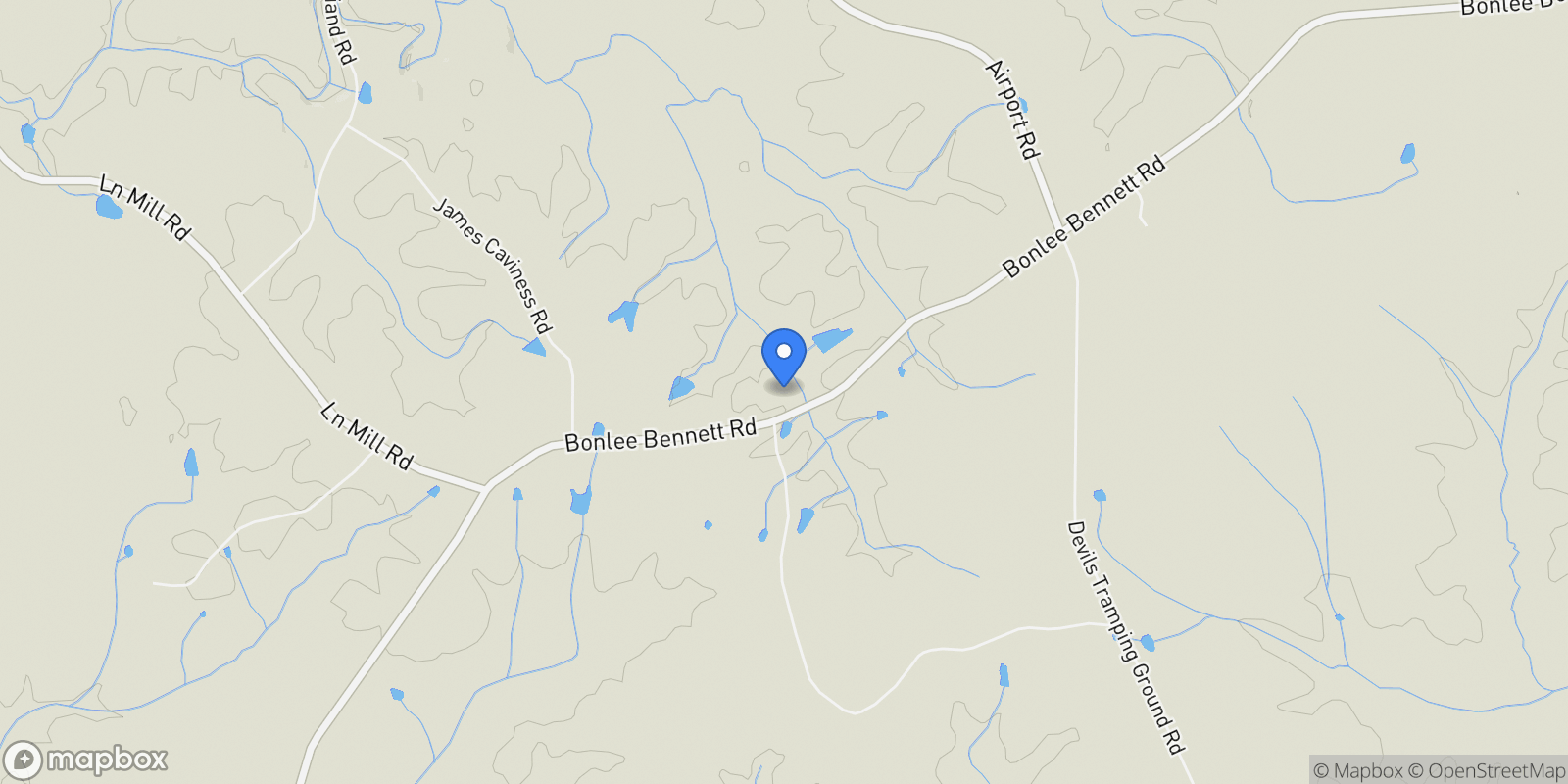 Map showing 6464 Bonlee Bennett Road, Bear Creek, North Carolina, United States.