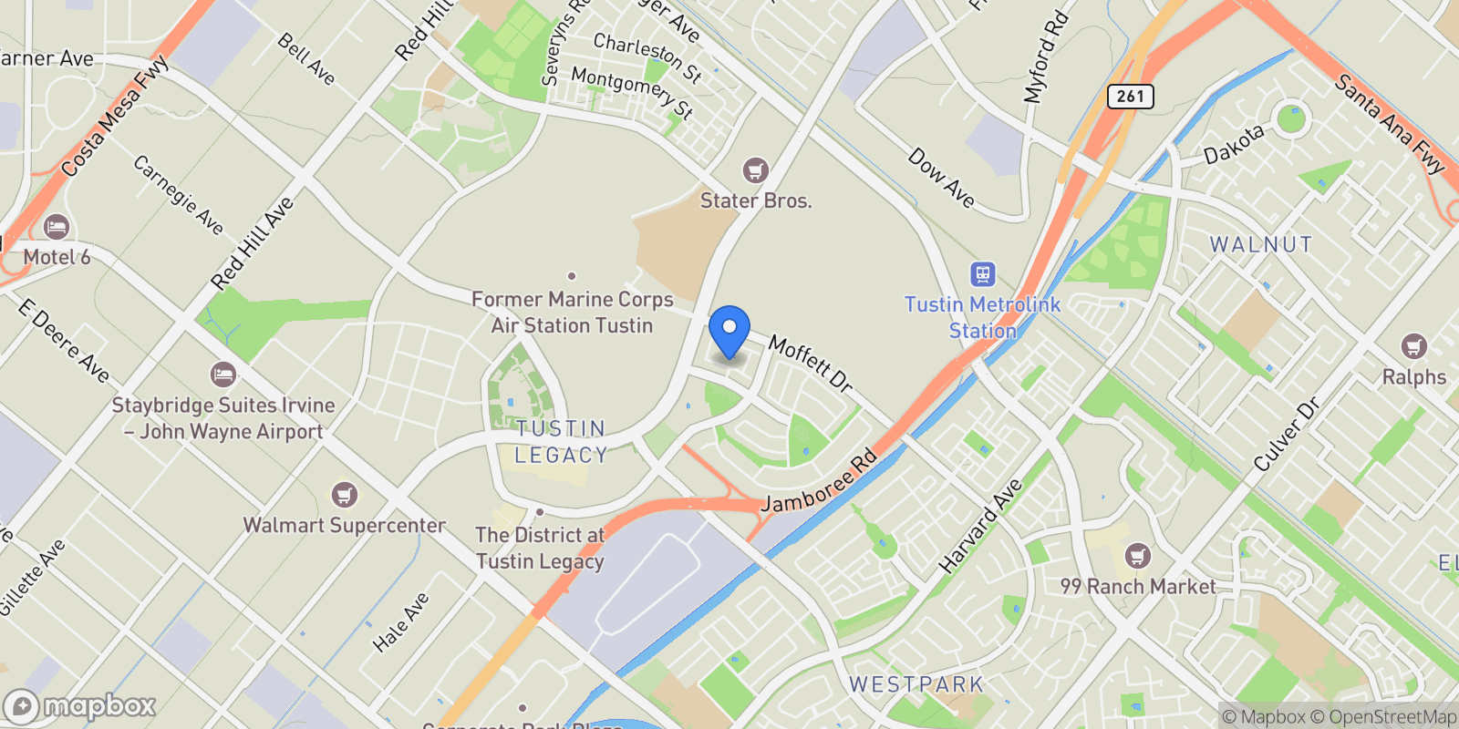Map showing 419 Transport, Tustin, California, United States.