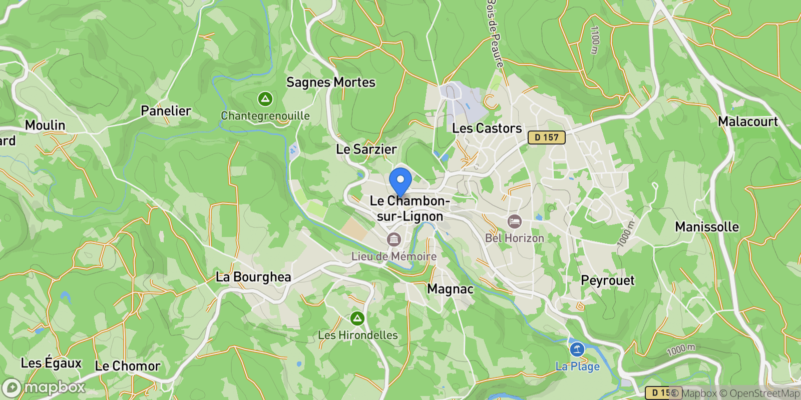Map showing Le Chambon-sur-Lignon, Le Chambon-sur-Lignon, Le Chambon-sur-Lignon, Auvergne-Rhône-Alpes, France.