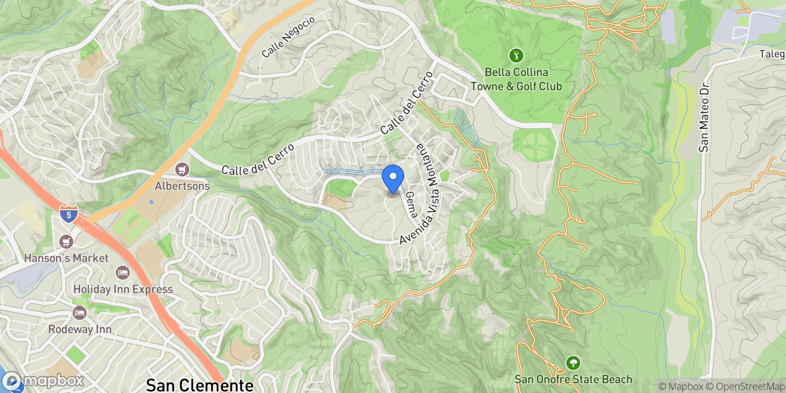 Map showing 1023 Via Presa, San Clemente, California, United States.