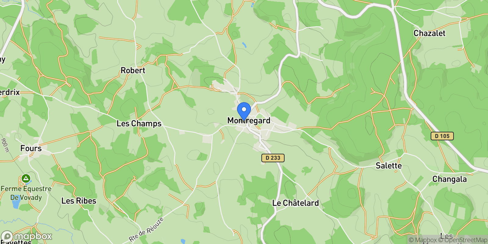Map showing Montregard, Montregard, Montregard, Auvergne-Rhône-Alpes, France.