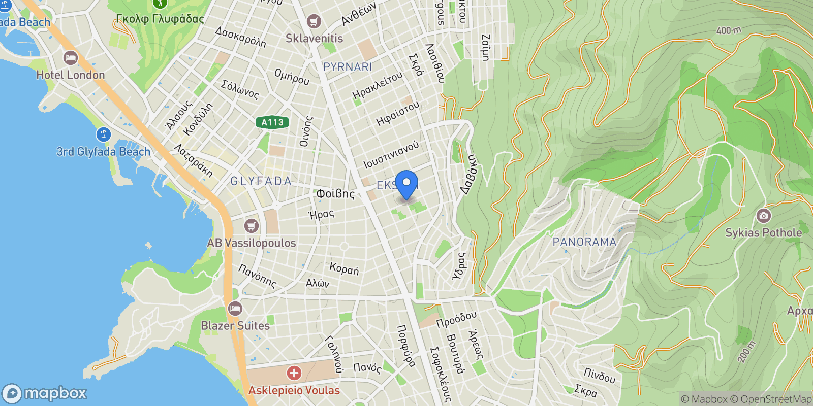 Map showing Glyfada, Attica, Greece.