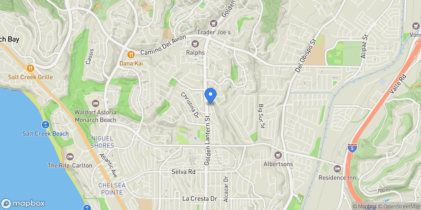 Map showing 33113 Ocean Ridge, Dana Point, California, United States.