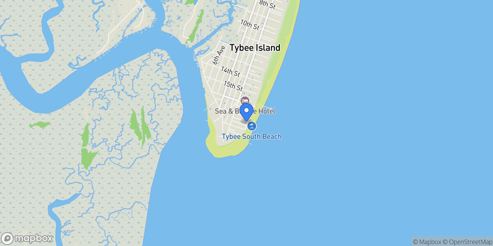 Map showing 9 Ts Chu Terrace, Tybee Island, Georgia, United States.