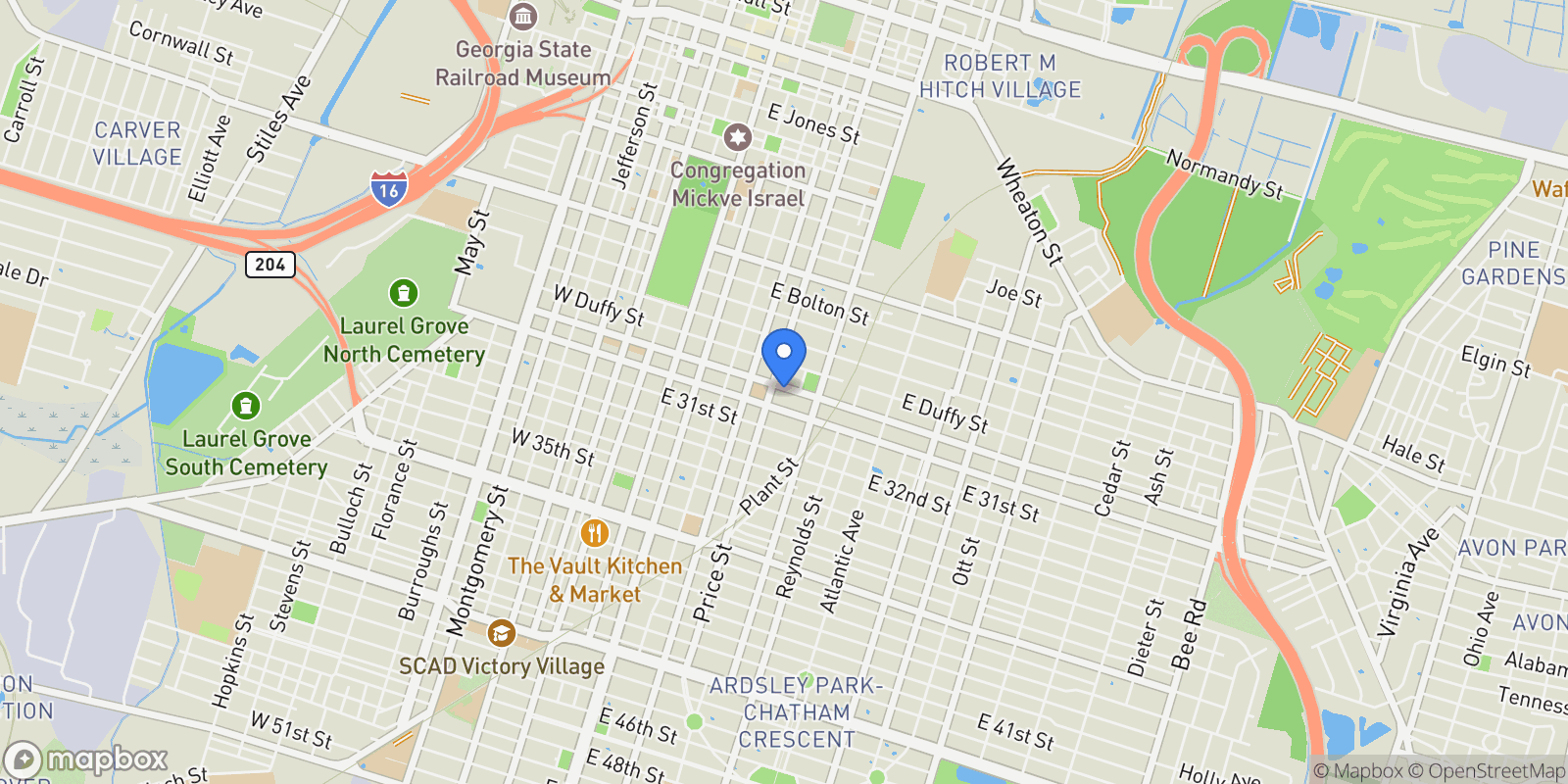 Map showing 513 E Henry Street, Savannah, Georgia, United States.