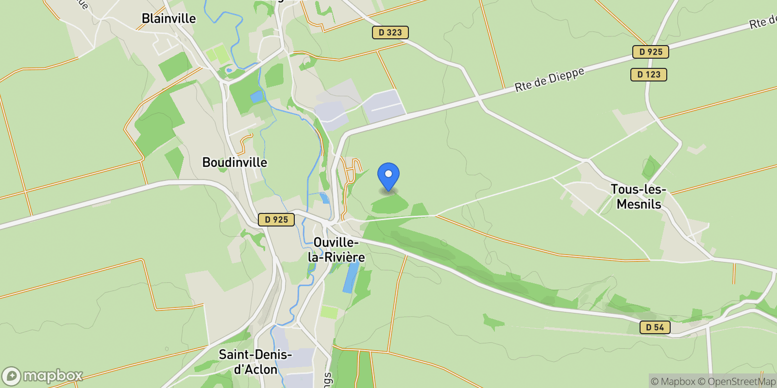 Map showing Ouville-la-Rivière, Ouville-la-Rivière, Ouville-la-Rivière, Normandy, France.