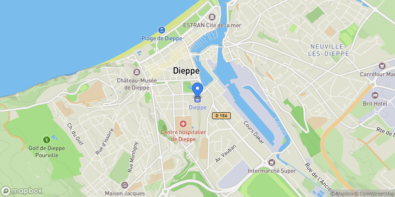 Map showing Dieppe, Dieppe, Dieppe, Normandy, France.