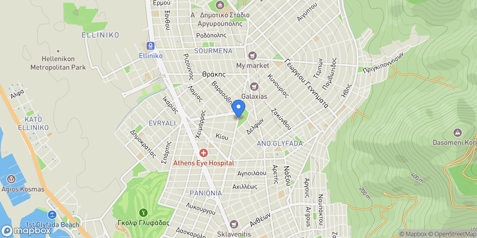 Map showing Glyfada, Attica, Greece.