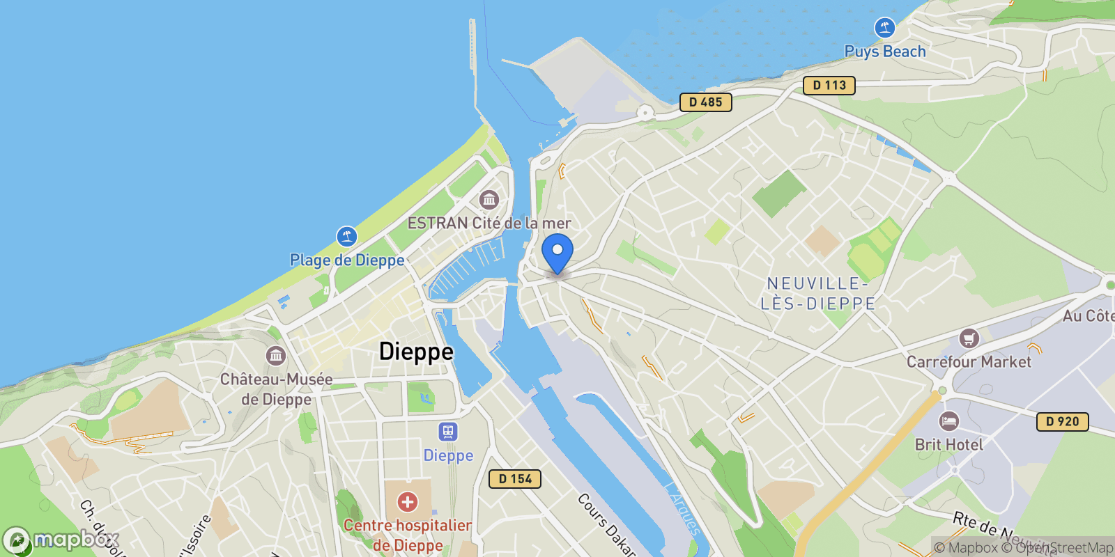 Map showing Dieppe, Dieppe, Dieppe, Normandy, France.