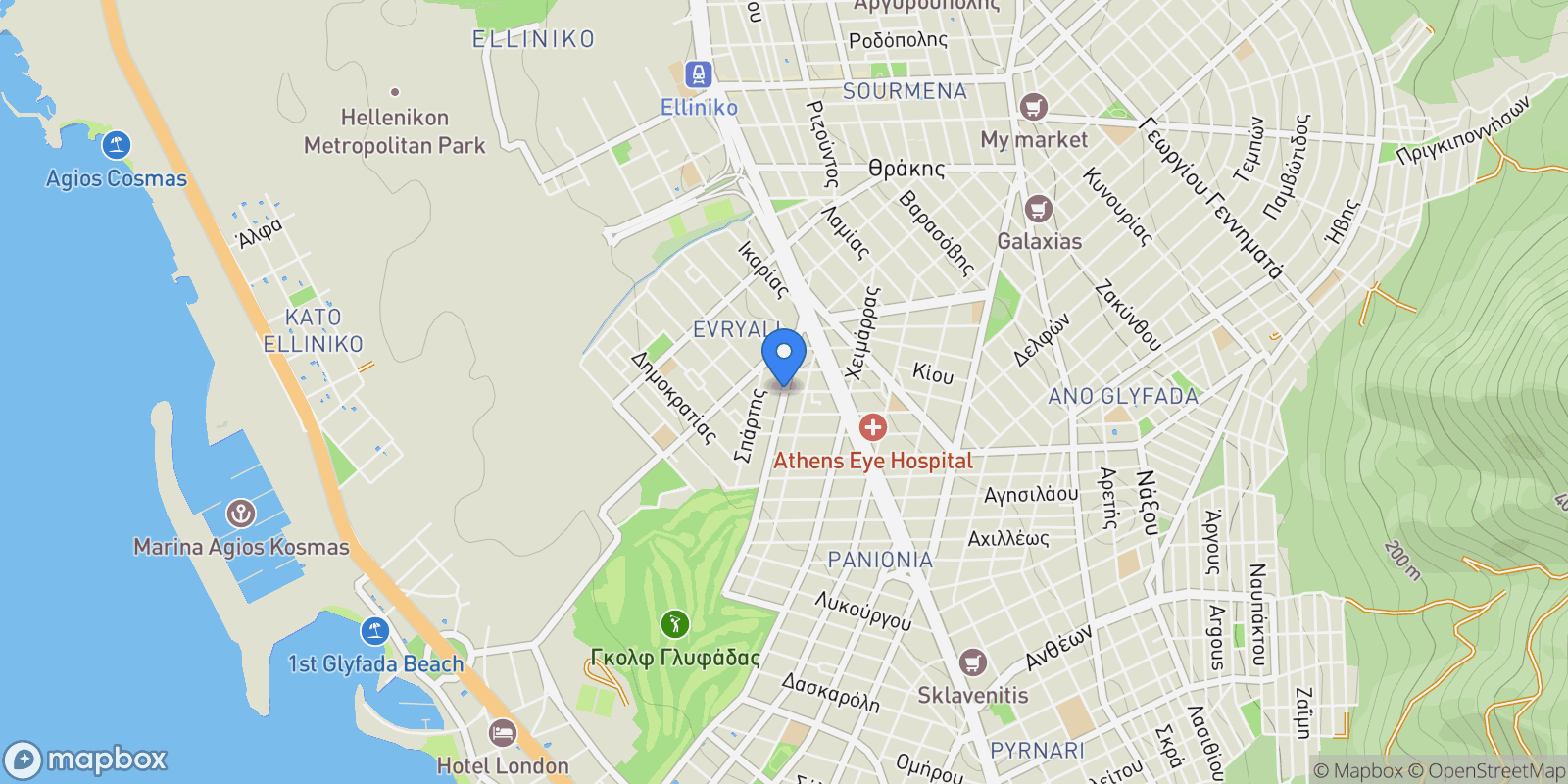 Map showing Glyfada, Attica, Greece.