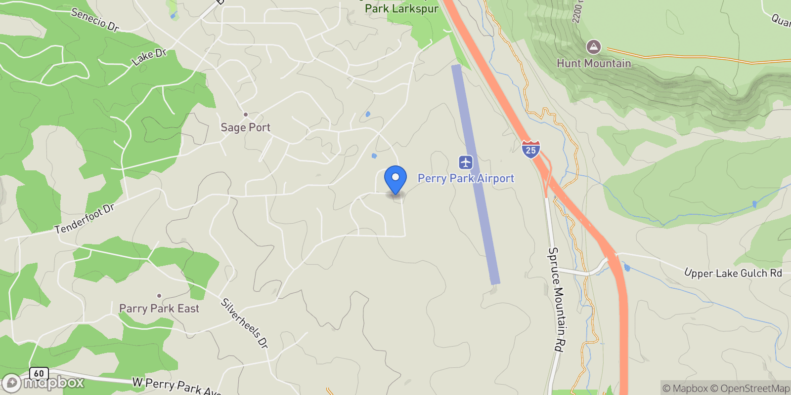 Map showing 590 Cumberland Road, Larkspur, Colorado, United States.