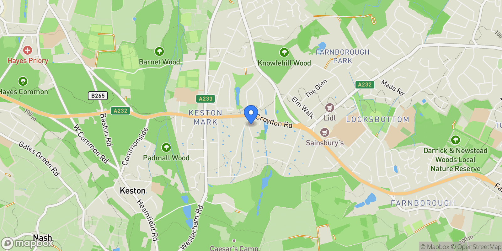 Map showing 42a Forest Ridge, Bromley, England, United Kingdom.