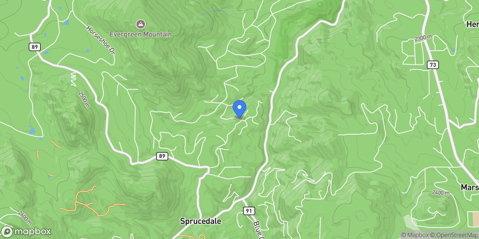 Map showing 6448 Elaine Road, Evergreen, Colorado, United States.