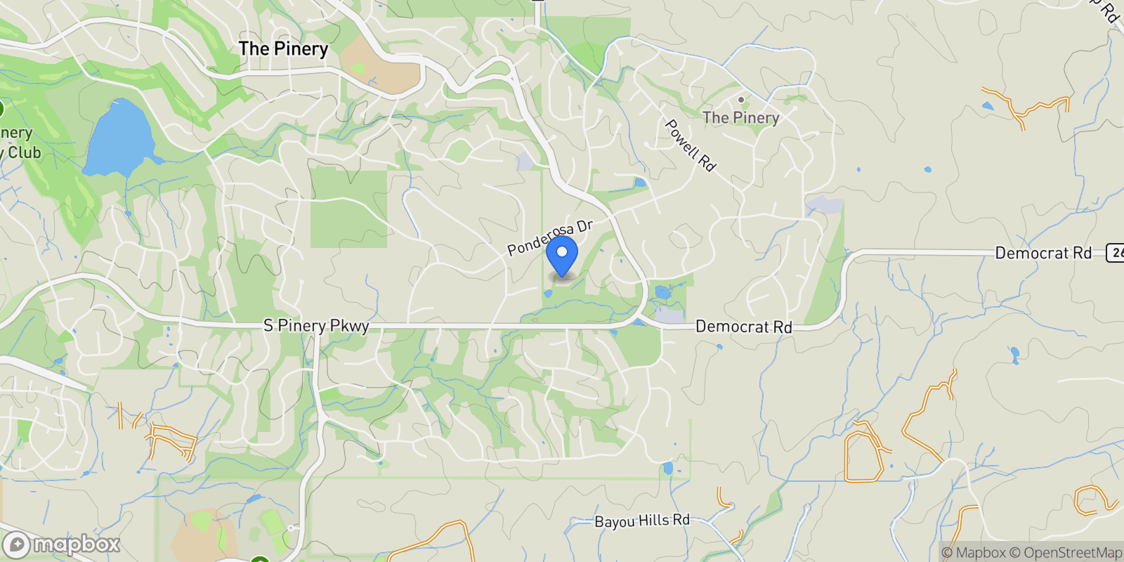 Map showing 5694 Hidden Oaks Way, Parker, Colorado, United States.