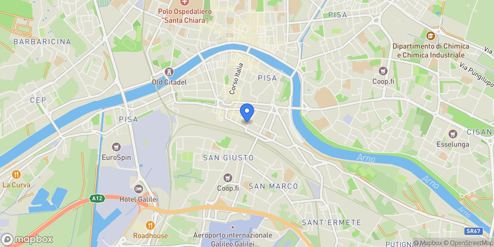 Map showing San Michele, Pisa, Riglione-Oratoio, Tuscany, Italy.