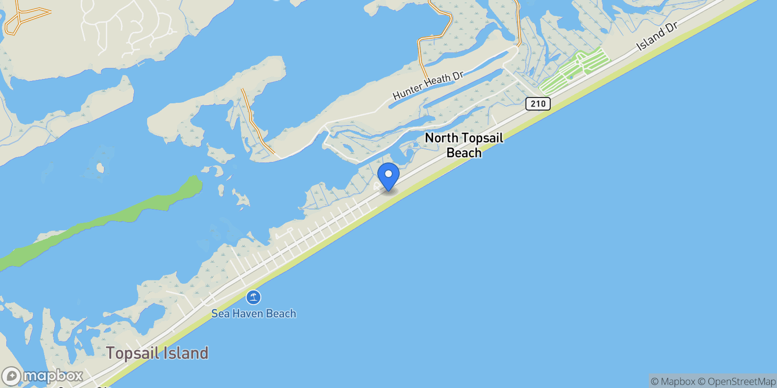 Map showing 3536 Island Drive, North Topsail Beach, North Carolina, United States.