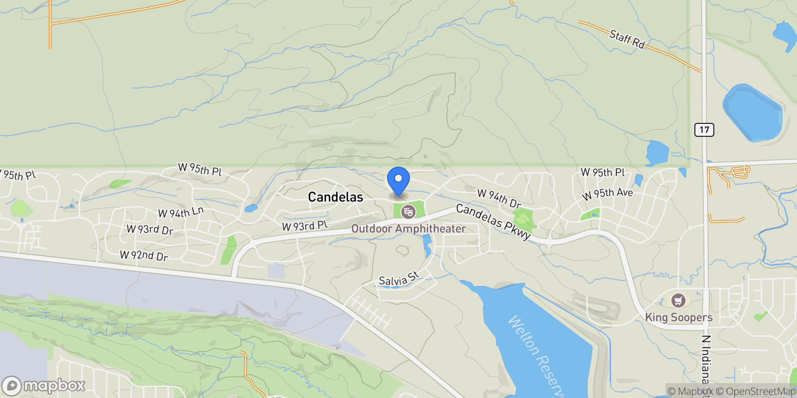 Map showing 17105 W 94th Avenue, Arvada, Colorado, United States.