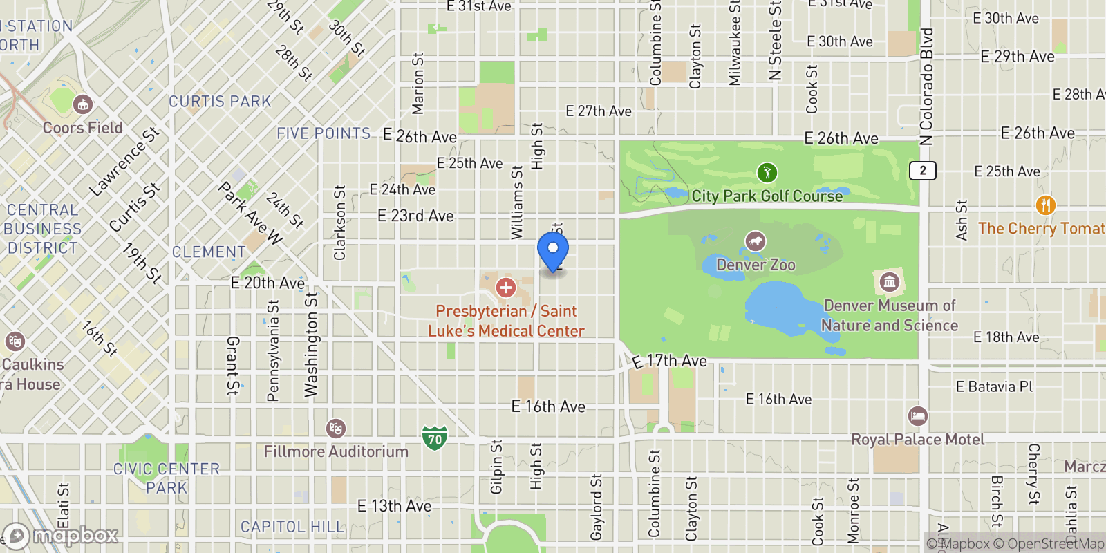 Map showing 2047 N Race Street, Denver, Colorado, United States.
