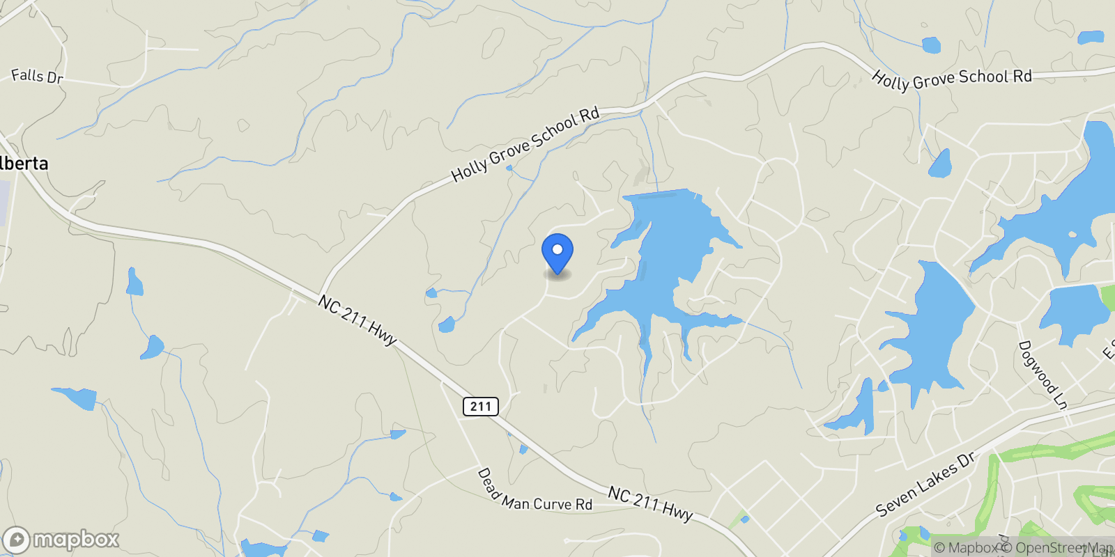 Map showing 414 Mclendon Hills Drive, Seven Lakes, North Carolina, United States.