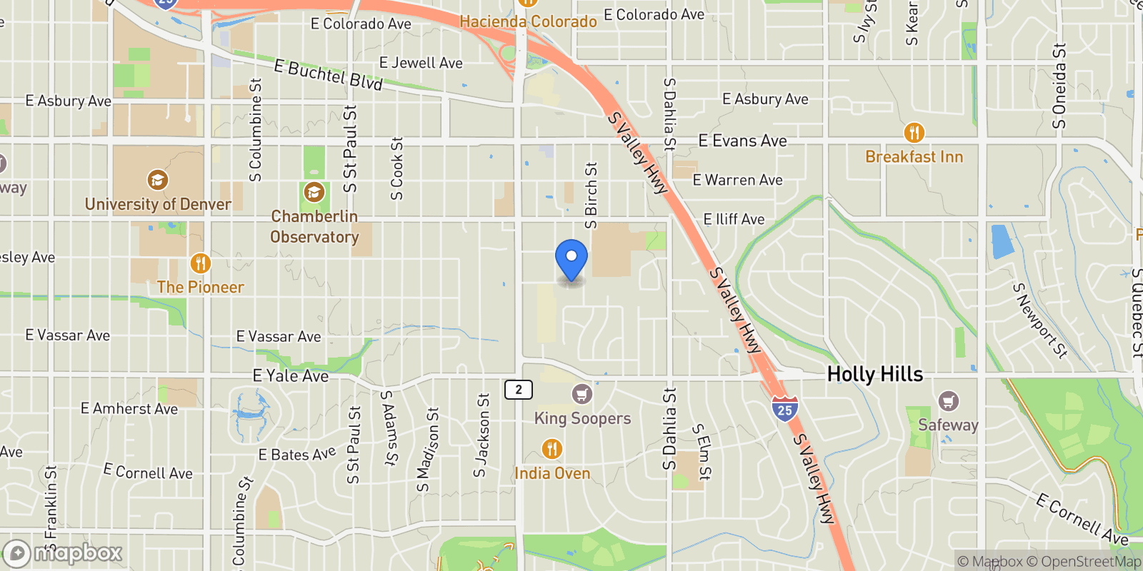 Map showing 4274 E Dickenson Place, Denver, Colorado, United States.