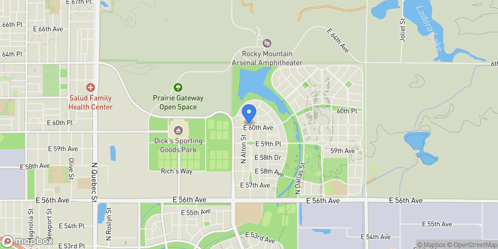 Map showing 6025 Beeler Street, Denver, Colorado, United States.