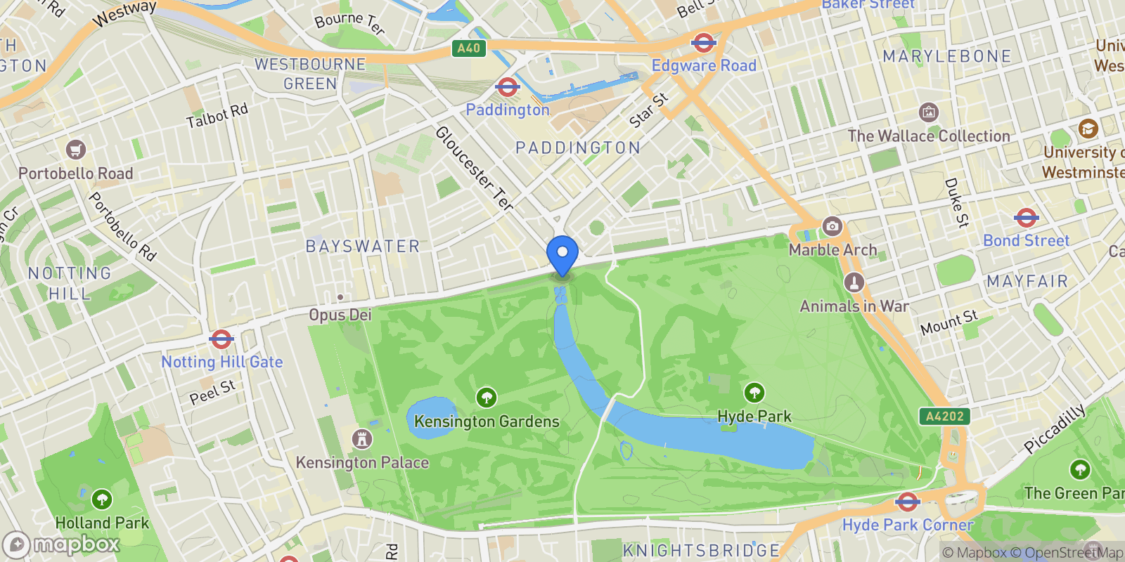 Map showing Stanhope Terrace, Hyde Park W2, London, England, United Kingdom.