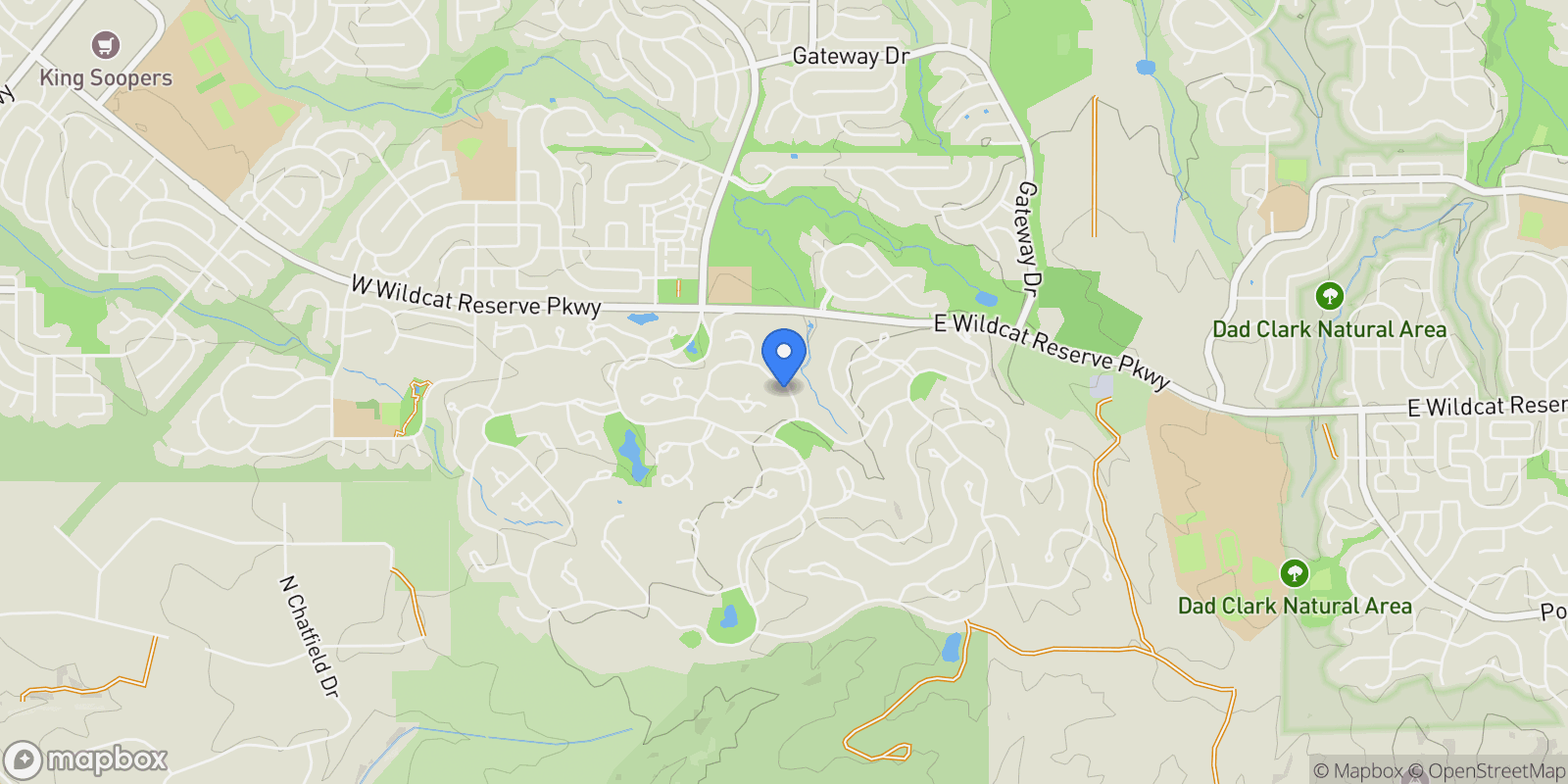 Map showing 470 Maplehurst Drive, Highlands Ranch, Colorado, United States.