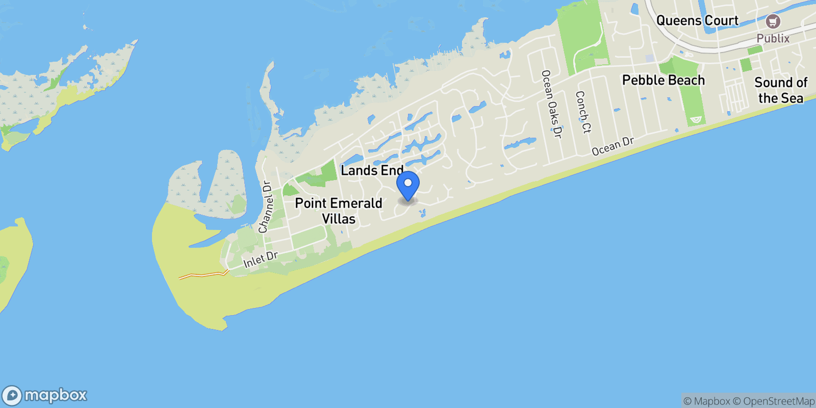Map showing 10104 Sea Breeze Drive, Emerald Isle, North Carolina, United States.