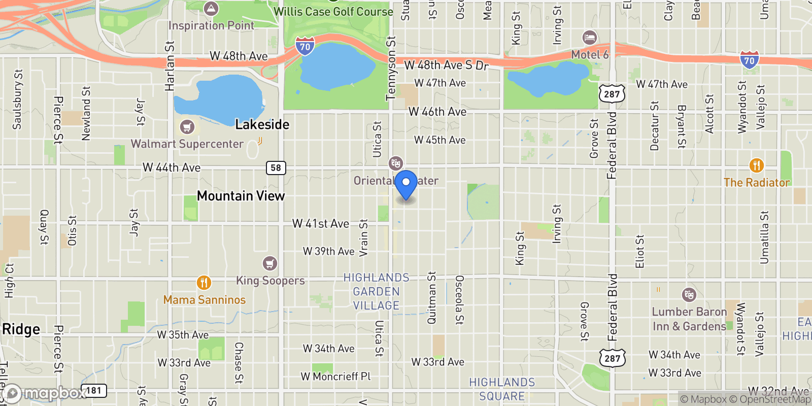Map showing Denver, Colorado, United States.