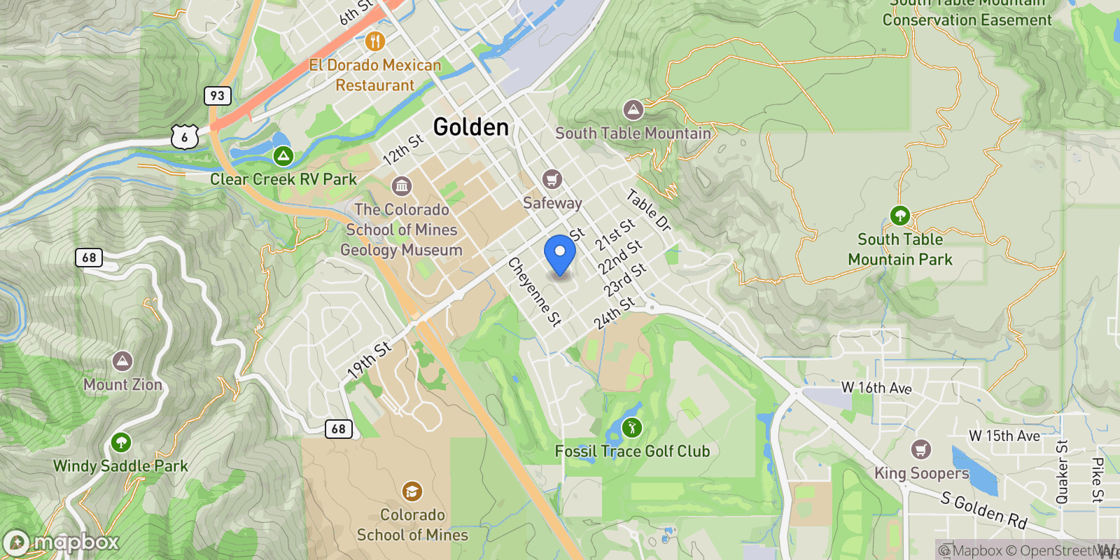 Map showing 2101 Arapahoe Street, Golden, Colorado, United States.