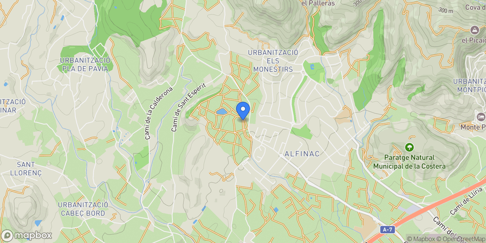 Map showing Los Monasterios-Alfinach, Puçol, VALENCIA, Puçol, Alfinac, Pucol, Valencian Community.