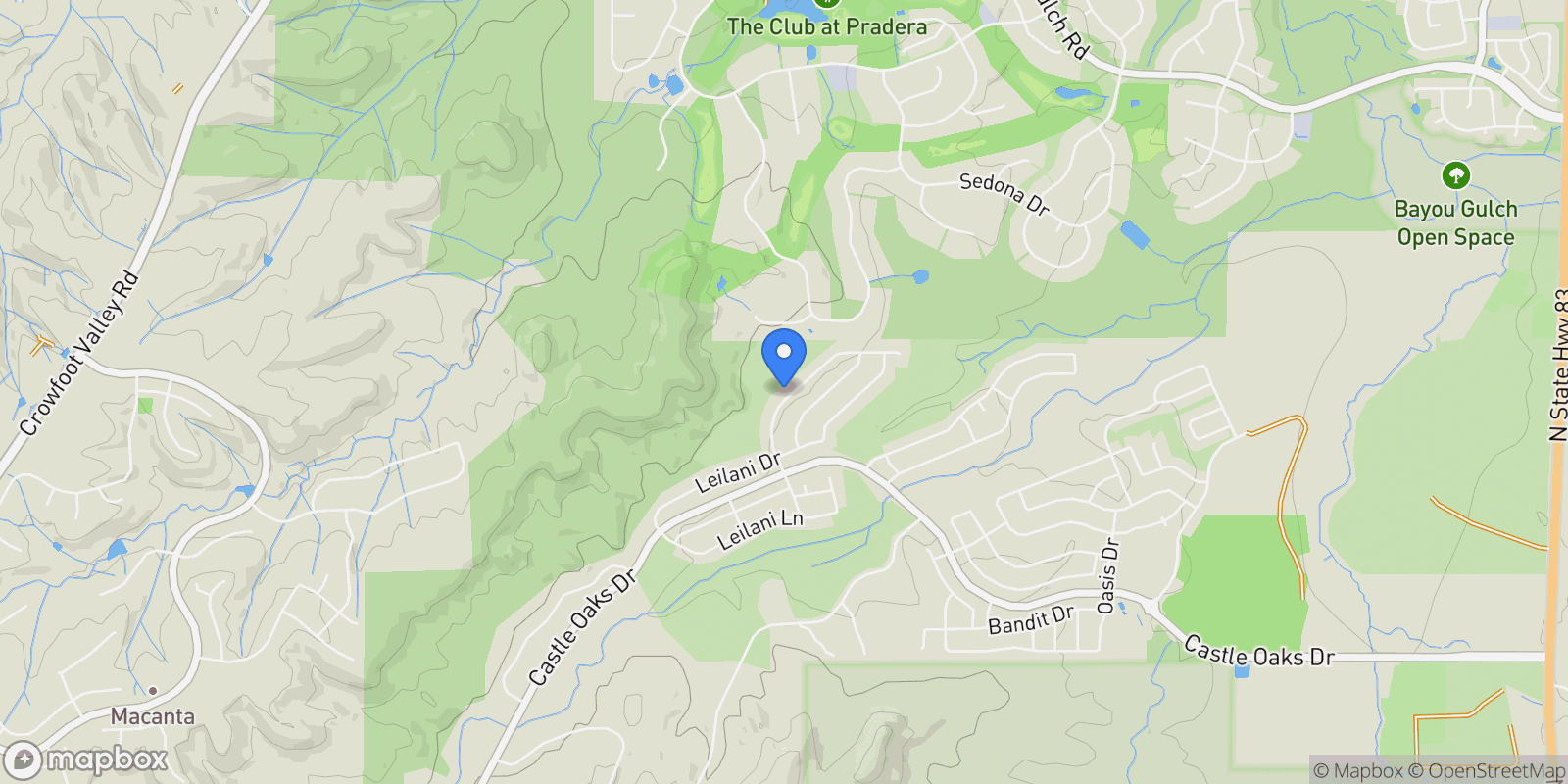 Map showing 6725 Mentha Drive, Castle Rock, Colorado, United States.