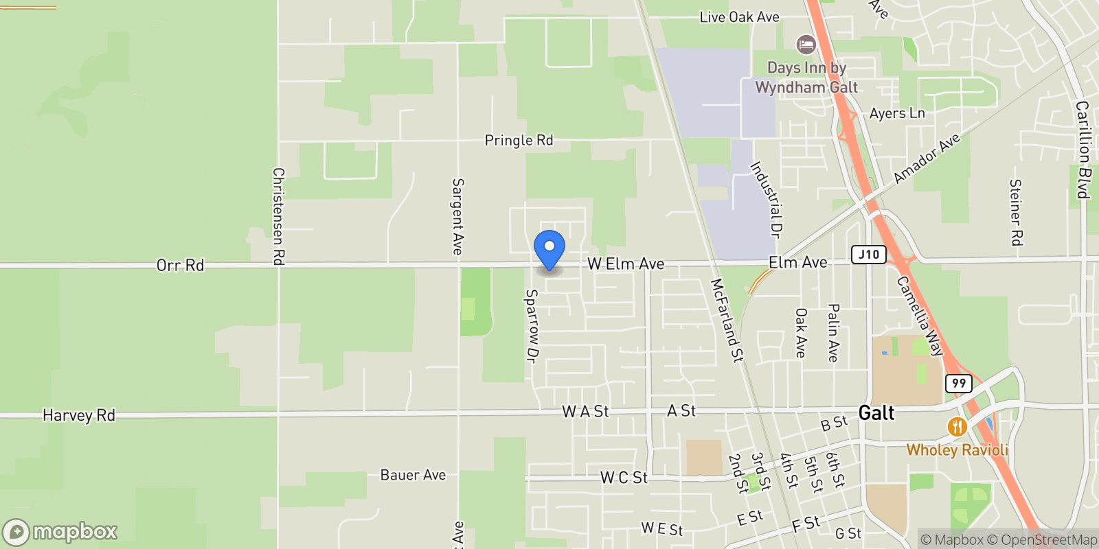 Map showing 229 Sandpiper Drive , Galt, CA 95632, Galt, California, United States.