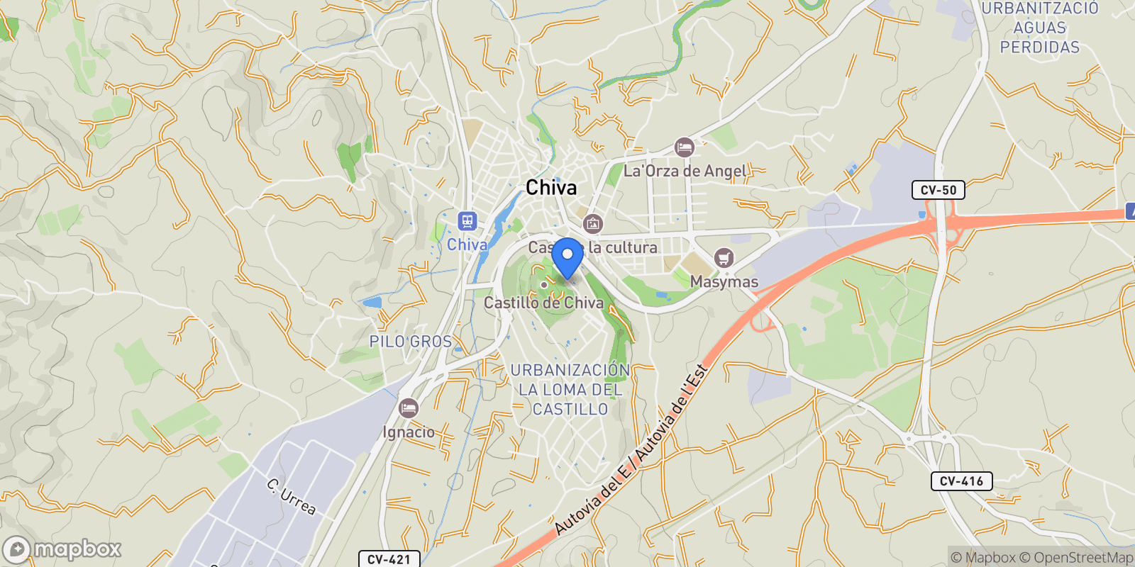 Map showing Centro, Chiva, VALENCIA, Chiva, Chiva, Valencian Community, Spain.