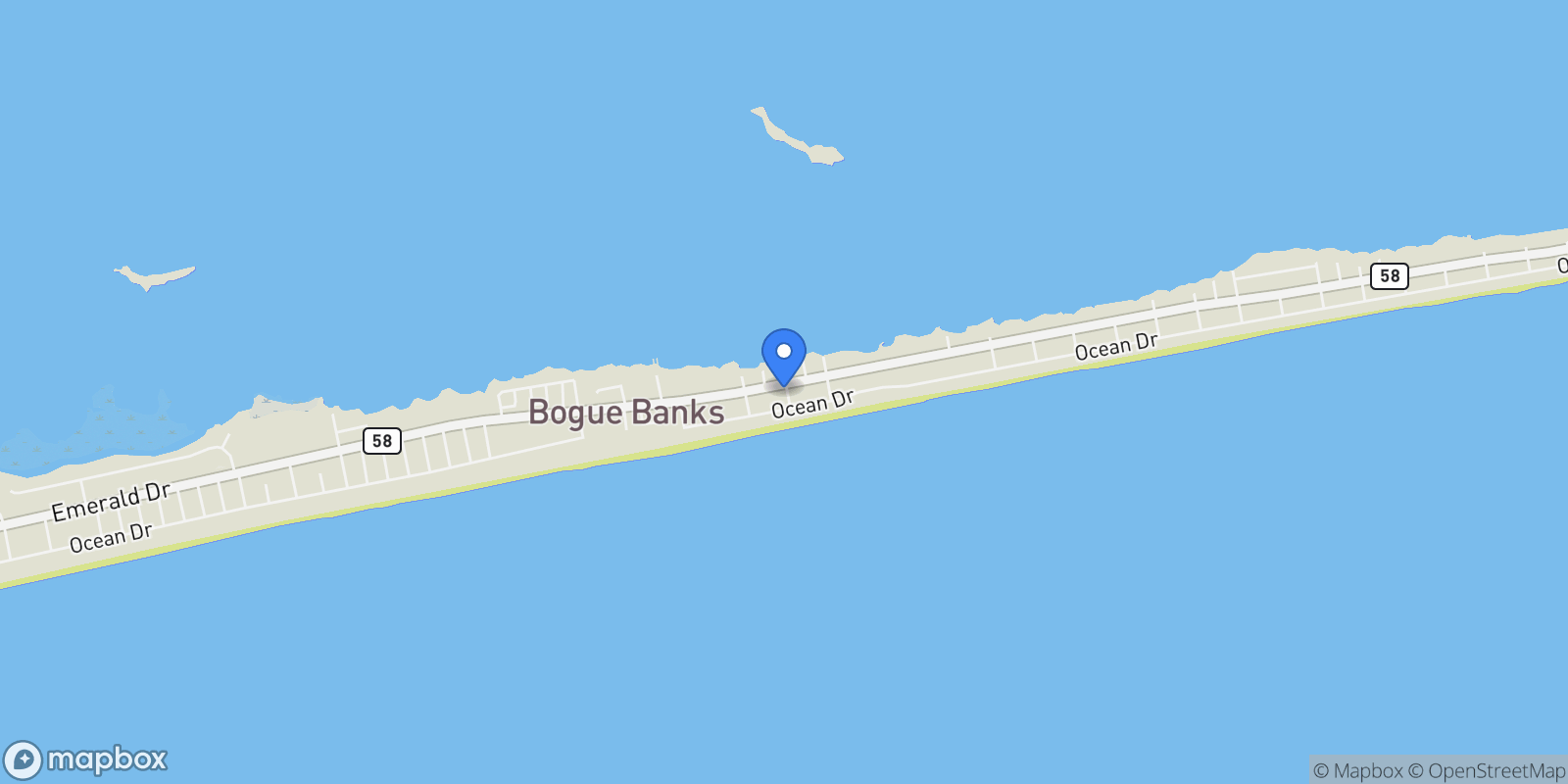 Map showing 103 24th Street, Emerald Isle, North Carolina, United States.