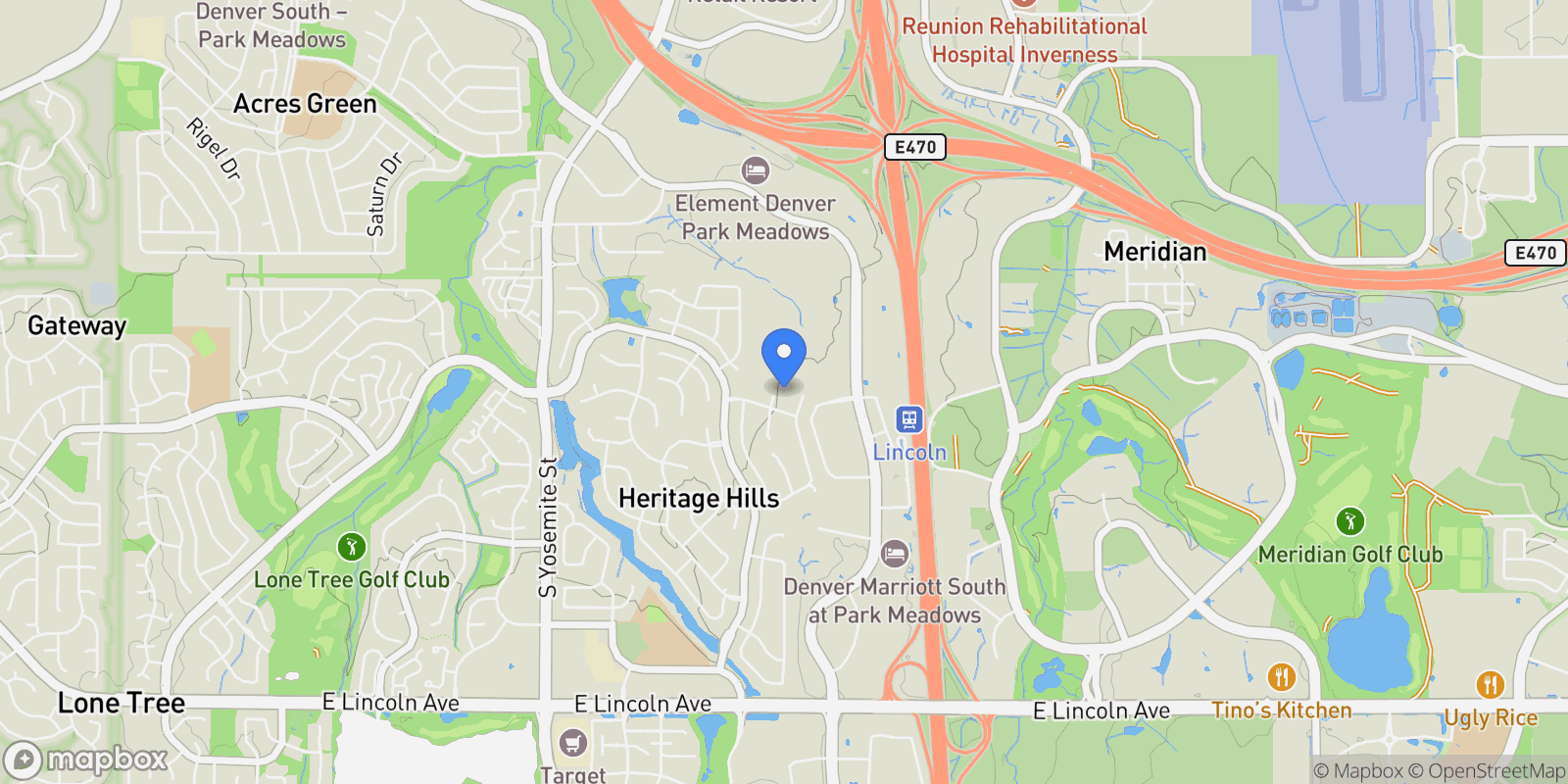 Map showing 9316 Vista Hill Way, Lone Tree, Colorado, United States.