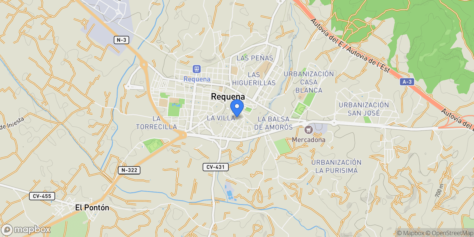 Map showing Campo arcis, Requena, VALENCIA, Requena, Requena, Valencian Community, Spain.